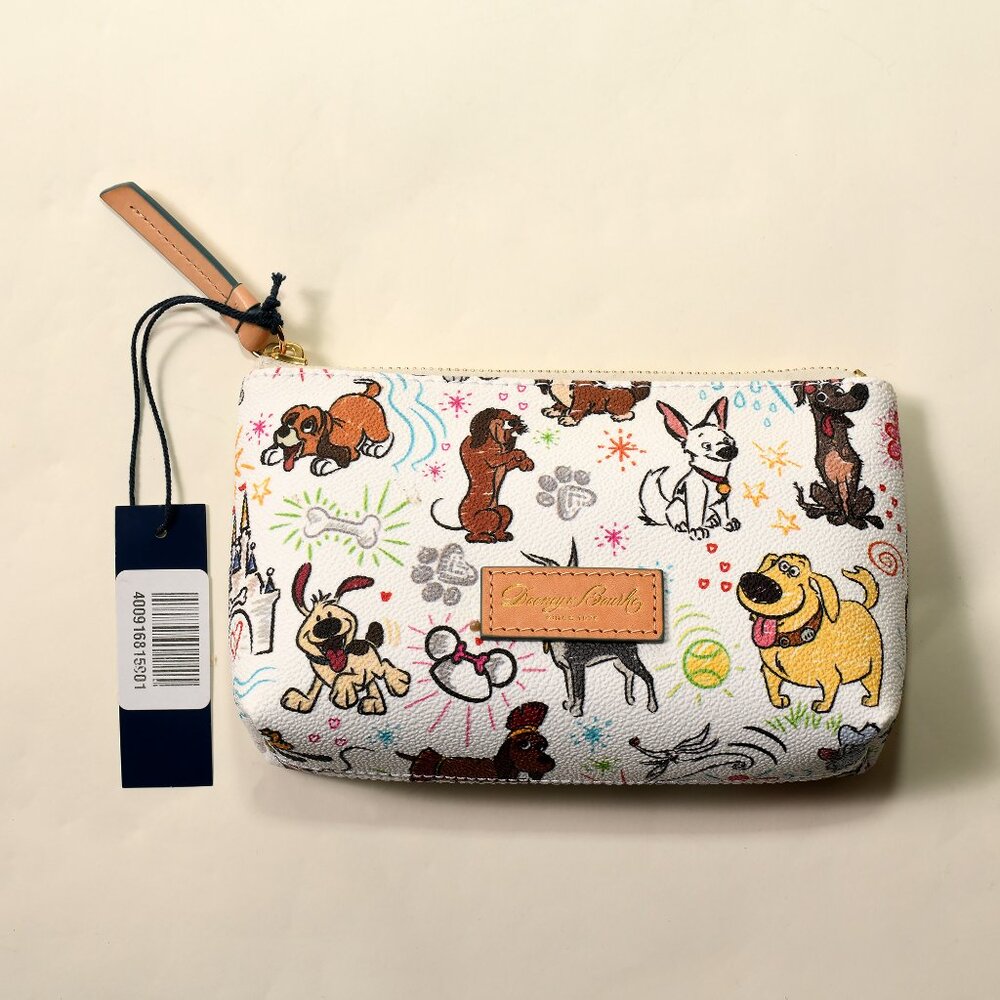 Dooney & Bourke Disney Dogs Wristlet Zip Pouch White Multi NEW WITH TAGS